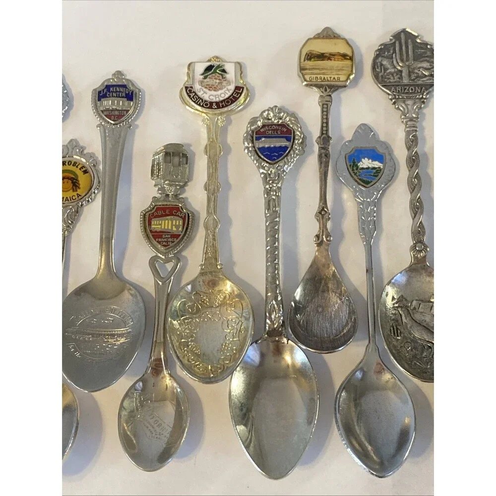 Vintage Lot of 20 Souvenir Spoons State Travel Jamacia Canada Hotel San Fran